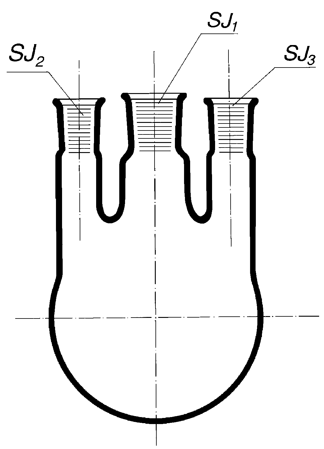 نقشه فنی بالن سه دهانه ته گرد آزمایشگاهی برند زیماکس