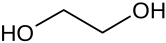 Industrial metal barrels in blue color with product specifications label containing monoethylene glycol