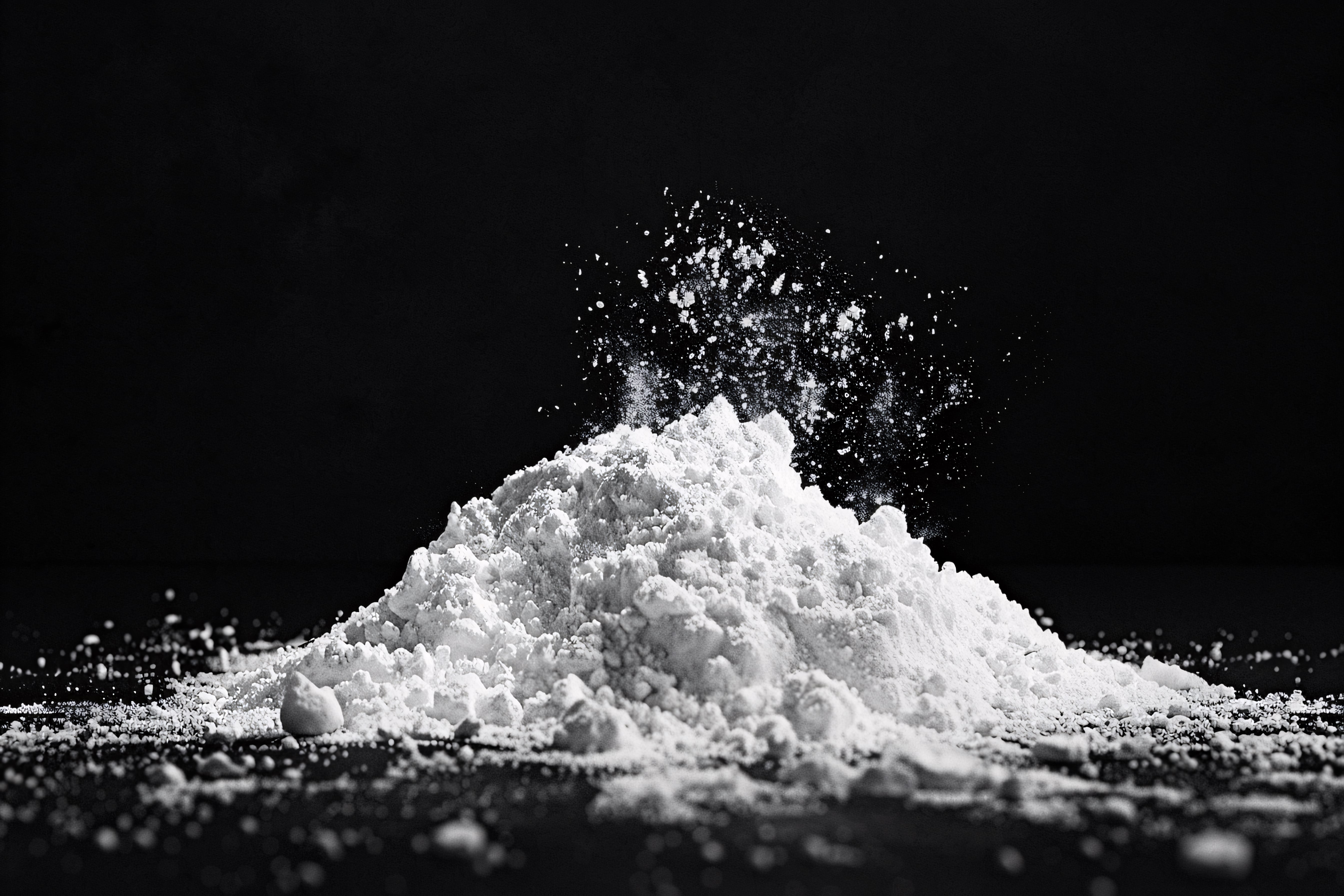 Pregabalin lab powder on black background