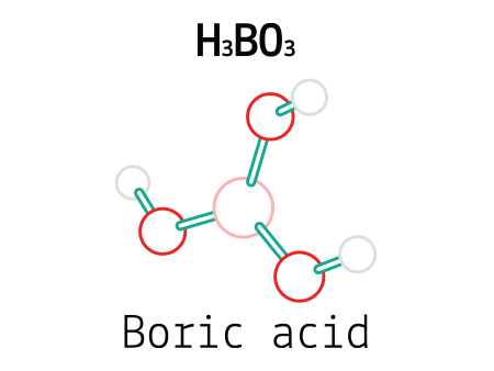 ساختار شیمیایی بوریک اسید آزمایشگاهی