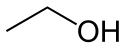 The chemical formula of ethanol is drawn linearly