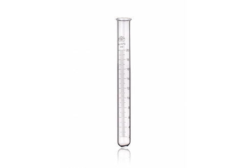 An image of a laboratory test tube that has degrees