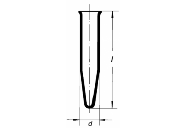 A simple line drawing of a test tube is shown, with its length labeled as 