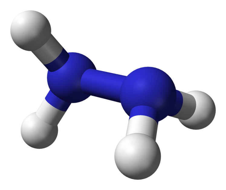 Hydrazine molecular structure designed in 3D in blue and gray colors