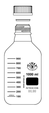 Map of Zimax brand blue lid laboratory bottle