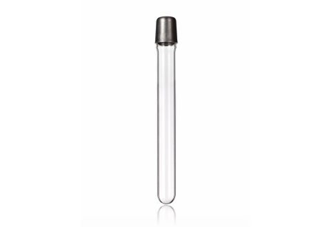 Glass test tube with metal cap