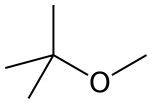 Molecular and chemical structure of methyl tert-butyl ether