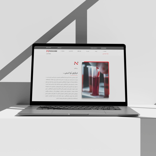 Mockup of a laptop in which we see the image of the front page of the official website of Nova shimi Company