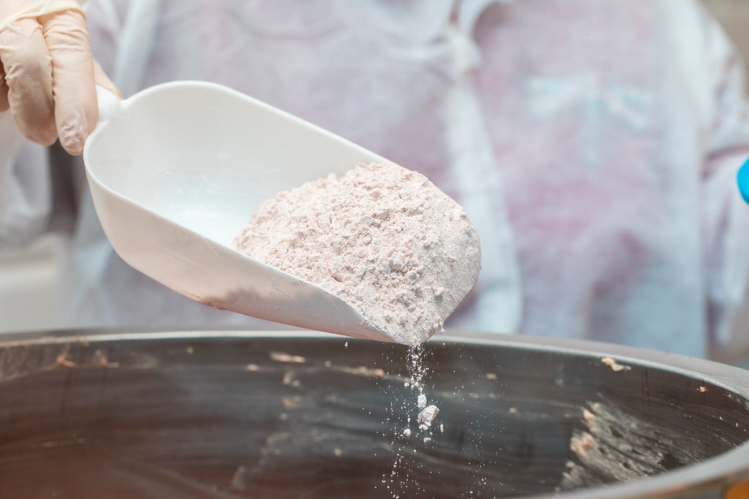 The laboratory environment and the laboratory doctor testing a white powder substance called pharmaceutical grade pregabalin