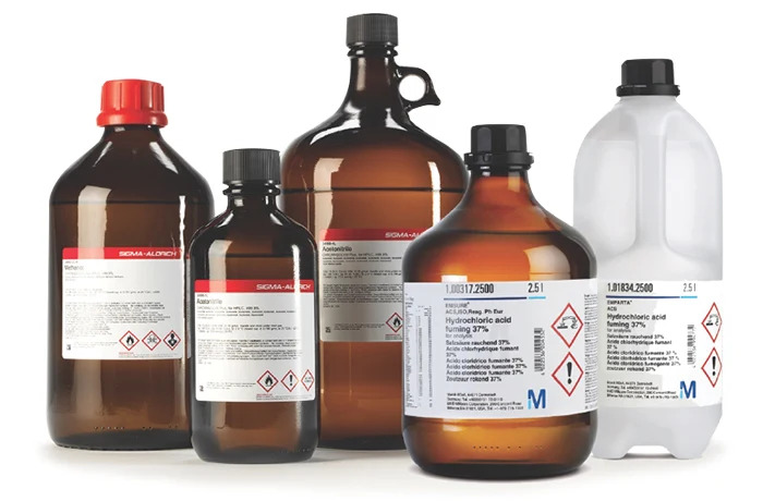 A collection of all kinds of laboratory materials from reputable brands such as Merck and Sigma