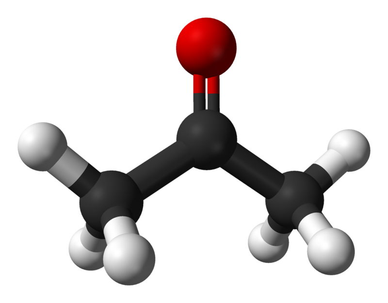  Industrial acetone molecular structure designed in 3D in red and gray colors 