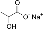 The chemical formula of sodium lactate in black lines consisting of O, OH and NA