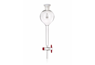 a glass bong with a red handle on a white background