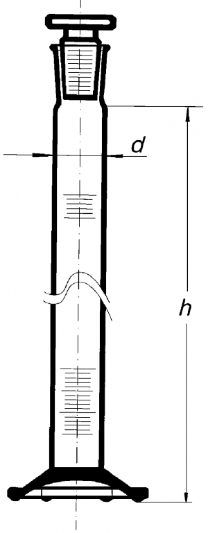 نقشه فنی استوانه مدرج با درب شیشه ای کلاس A برند زیماکس (Measuring Cylinder)